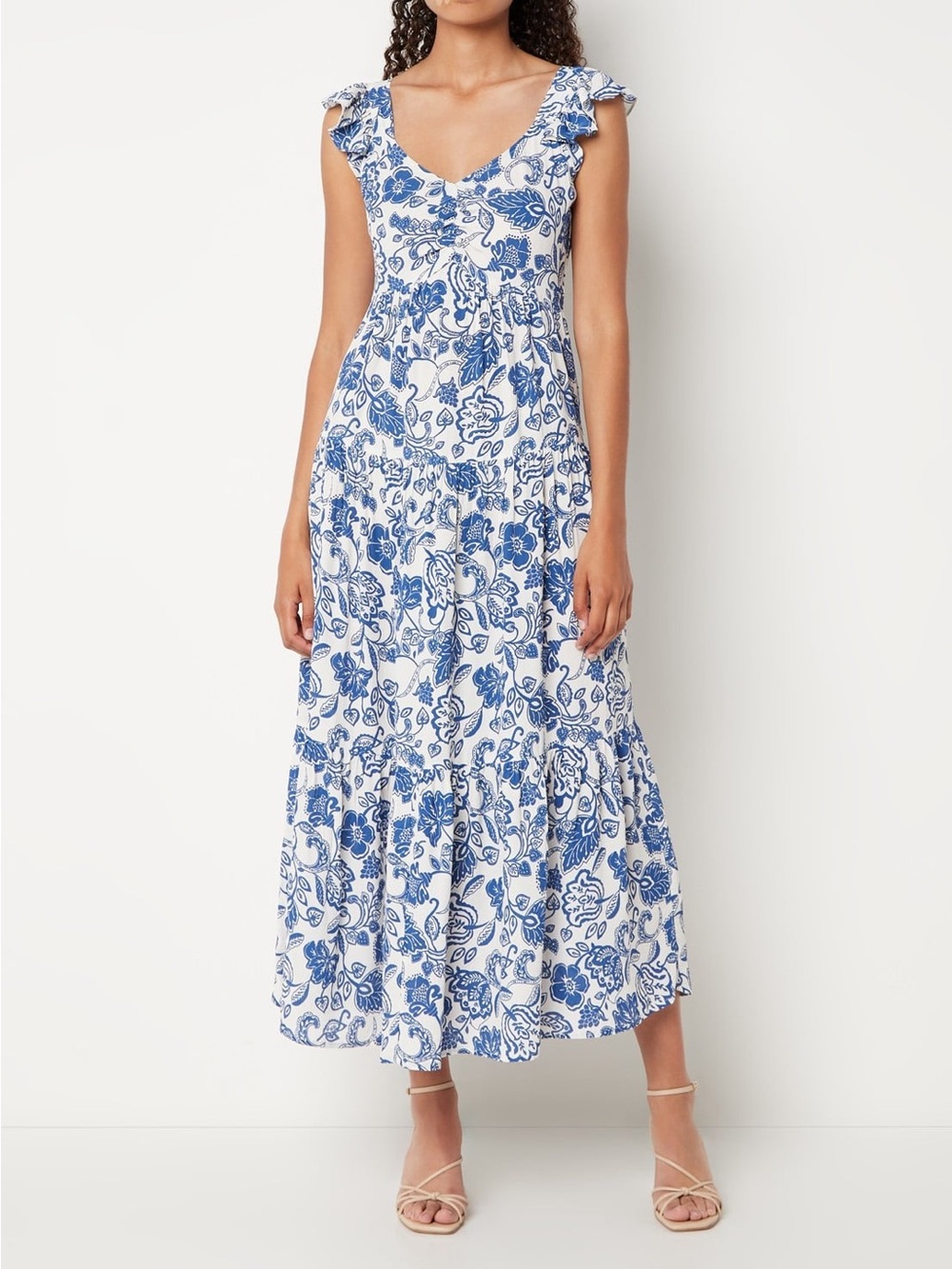 Mint Velvet Blue Floral Maxi Dress UK16/US12